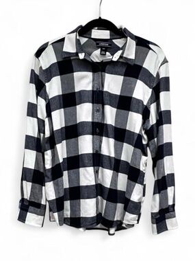 💙 Lands' End Navy & White Buffalo Check Flannel Shirt | Size 16P